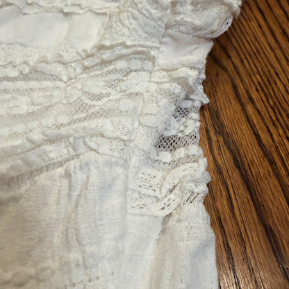 Good Days Project White Lace Tiered V-Neck Cap Sleeve Top Size XL
