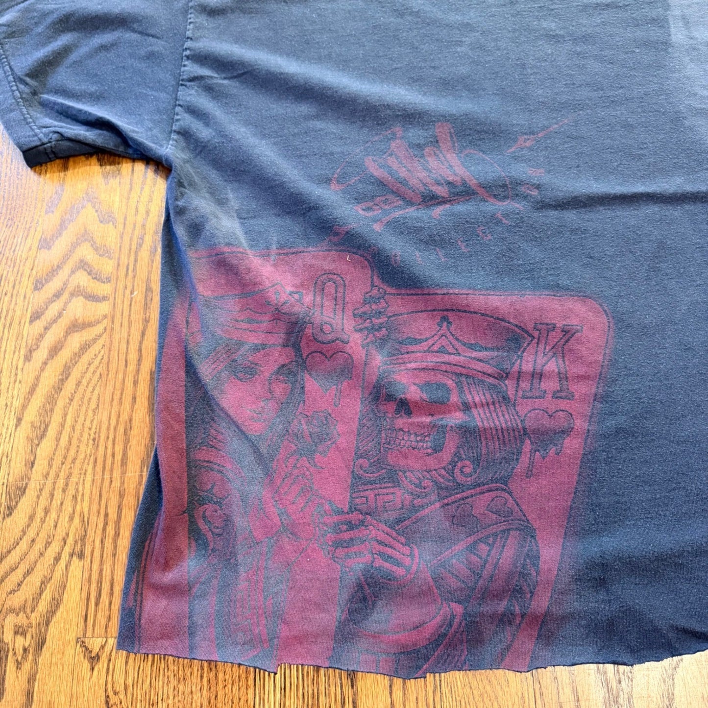 OG Abel Collection King Queen Skeleton Graphic Tee Cropped XL Faded Black