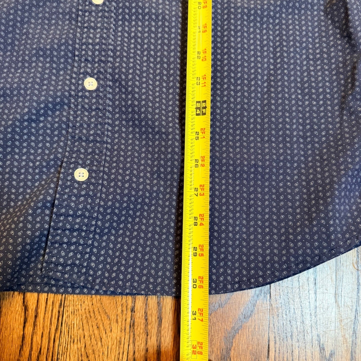 Nick Graham Stretch Modern Fit Button Down Shirt Large Navy Blue Micro Print