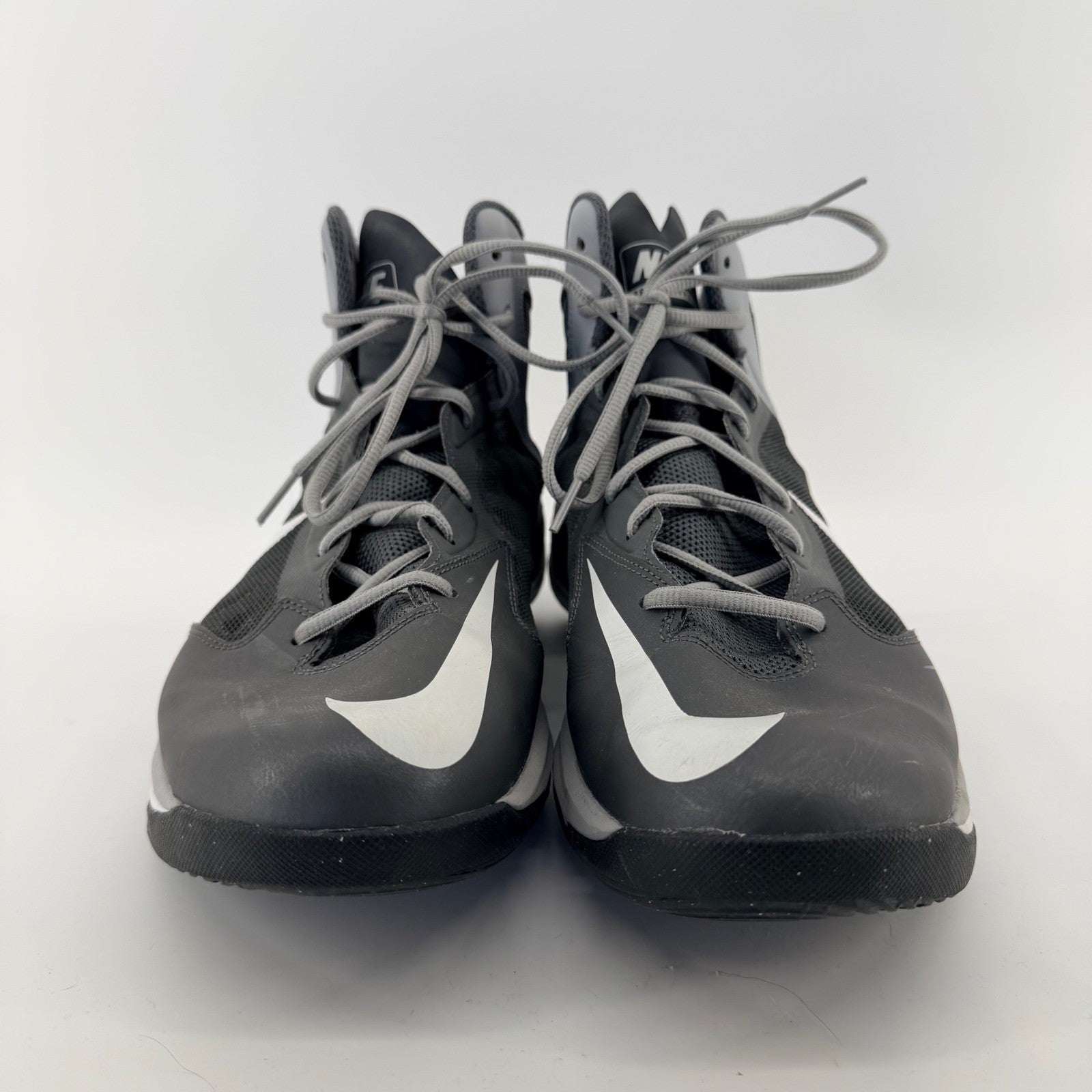 Nike Prime Hype DF Basketball Shoes High Top Athletic Sneakers 12 Grey White