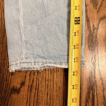 American Eagle Mom Jeans Size 0 Ripped Distressed Light Wash Denim Y2K