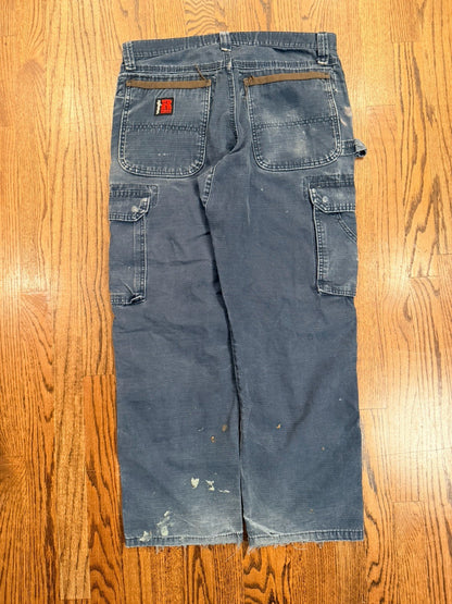 Wrangler Riggs Workwear Ripstop Pants 31x30 Blue Distressed Carpenter