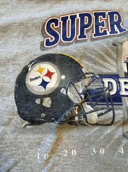 Reebok Super Bowl XL Detroit 2006 Tee Steelers Seahawks Gray T-Shirt Men’s L