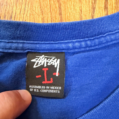 Stussy Since 1980 Graphic T-Shirt Script Logo Large Blue