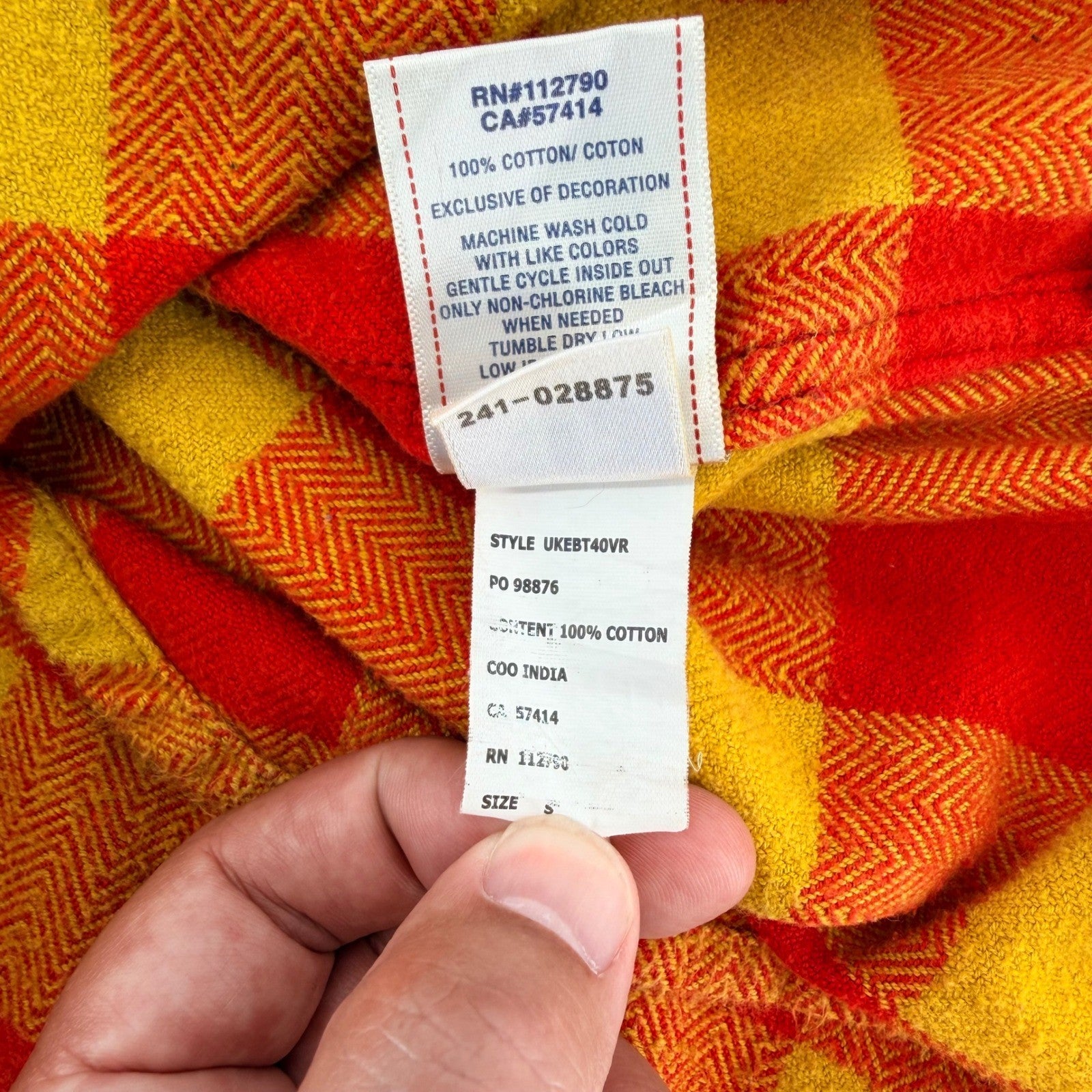 True Religion Plaid Flannel Button Down Shirt Orange Yellow Check Small Layering