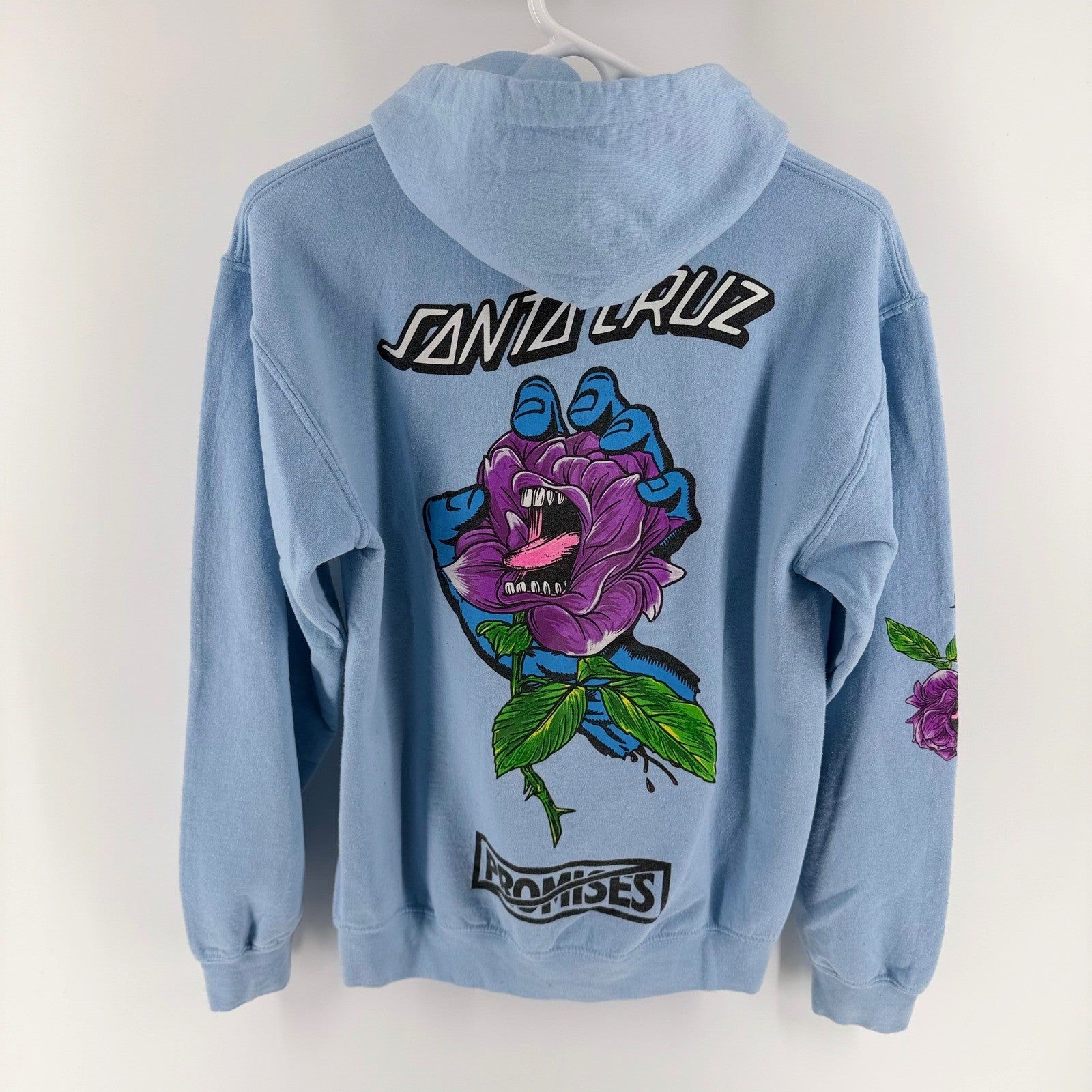 Broken Promises x Santa Cruz Screaming Rose Hoodie Light Blue Graphic S