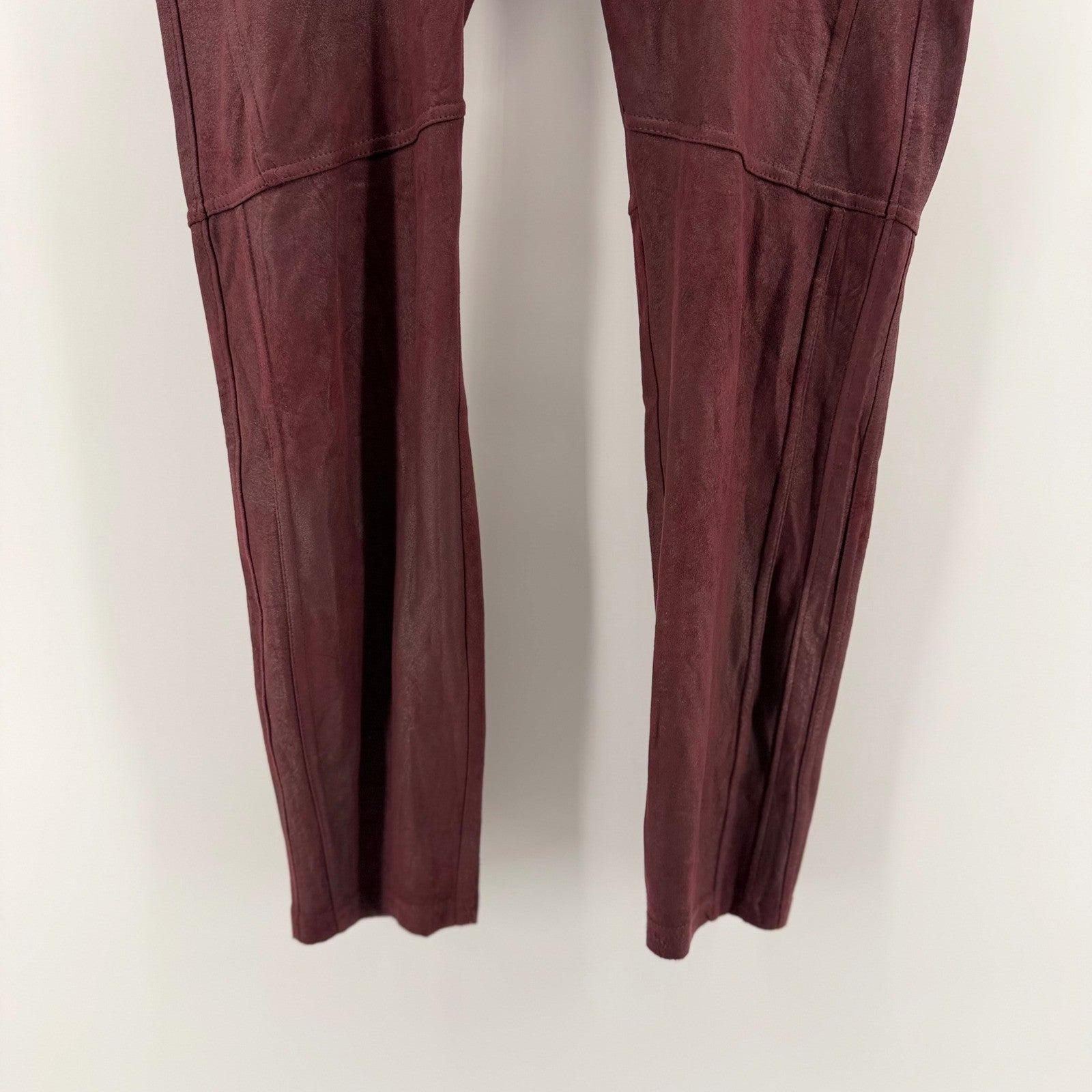 Free People Vegan Suede Moto Leggings Burgundy Wine High Rise Size M