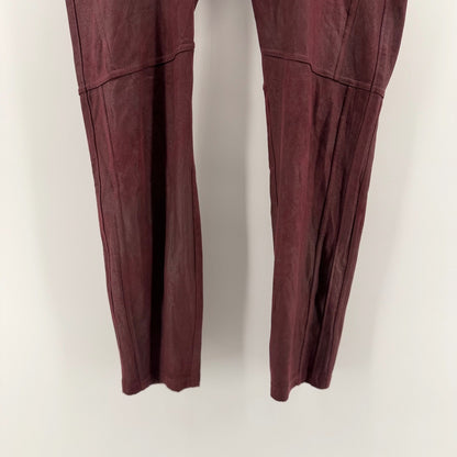 Free People Vegan Suede Moto Leggings Burgundy Wine High Rise Size M