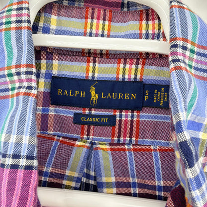 Ralph Lauren Classic Fit Plaid Button Down Shirt Multi Color Mens Small S Preppy