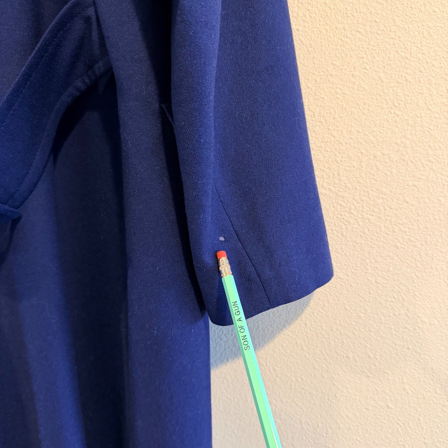 Pendleton Vintage Wool Double Breasted Long Coat Blue 100% Virgin Wool Size L