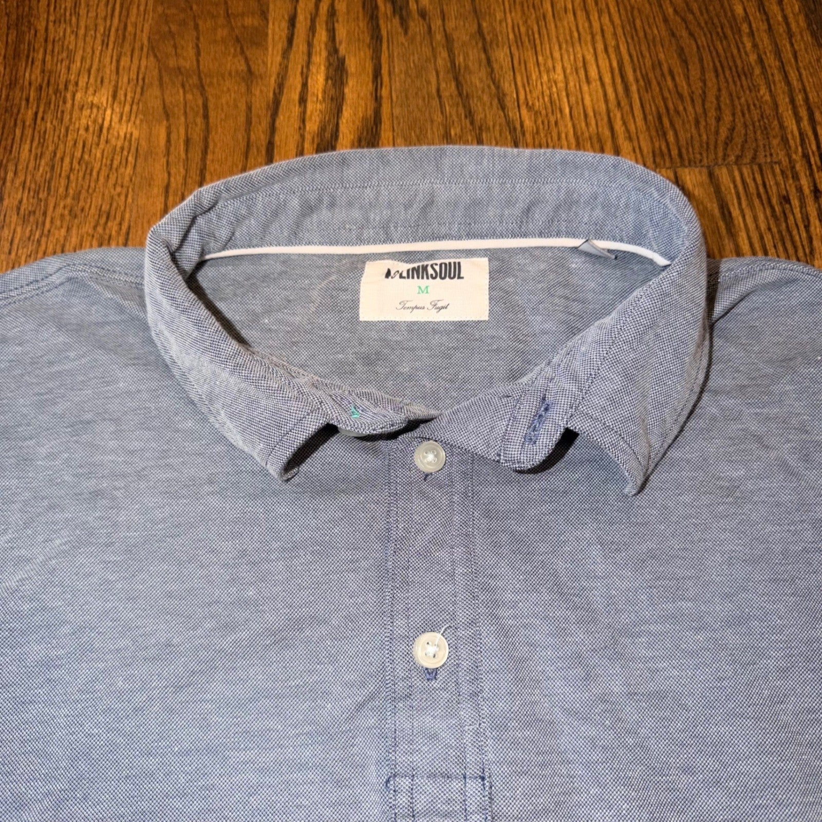 Linksoul Tempus Fugit Golf Polo Shirt Blue Heather Performance Mens Size M