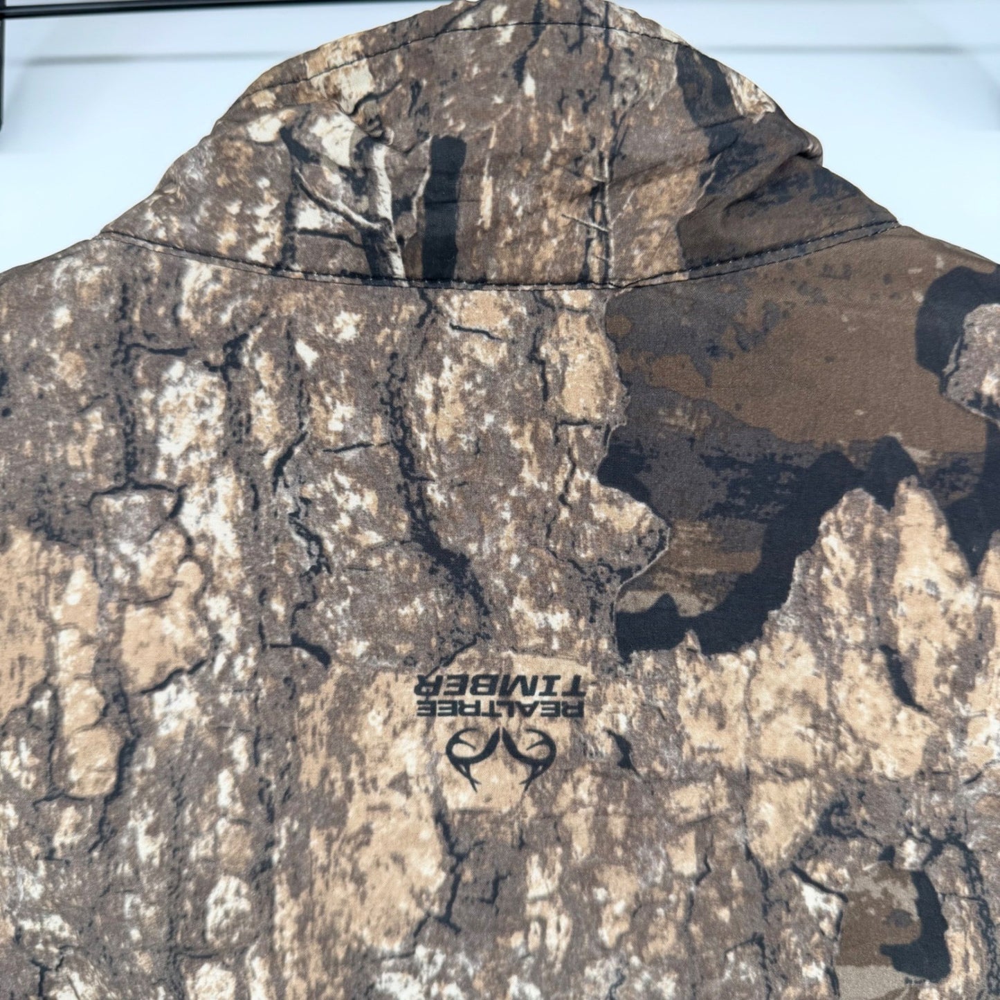 Realtree Timber Quarter Zip Pullover Camo Hybrid Performance Shirt L Black