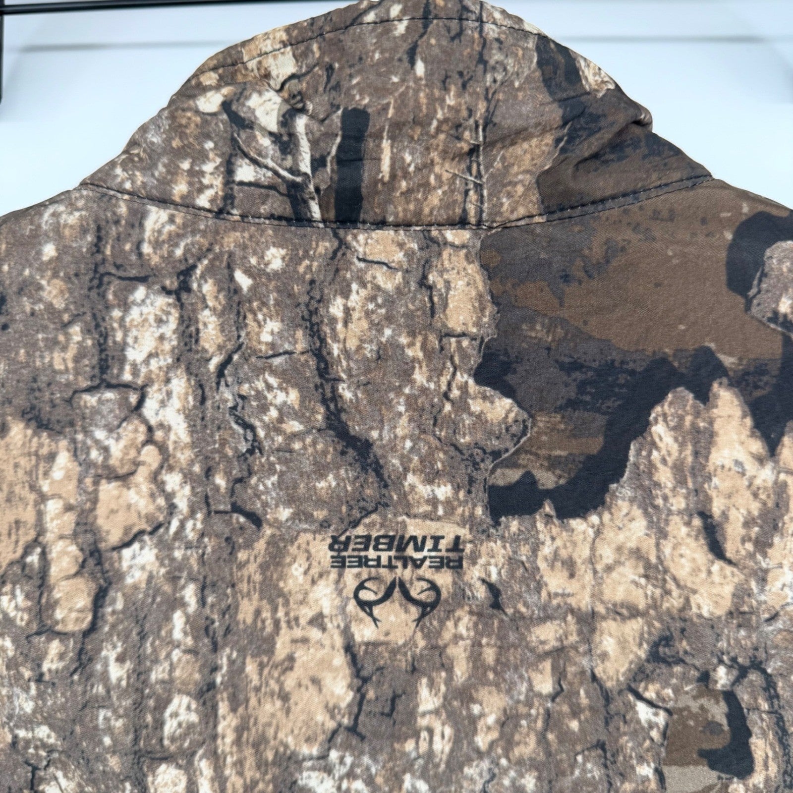 Realtree Timber Quarter Zip Pullover Camo Hybrid Performance Shirt L Black