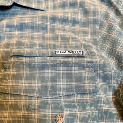 Helly Hansen Plaid Ventilated Hiking Fishing Shirt Large Blue L