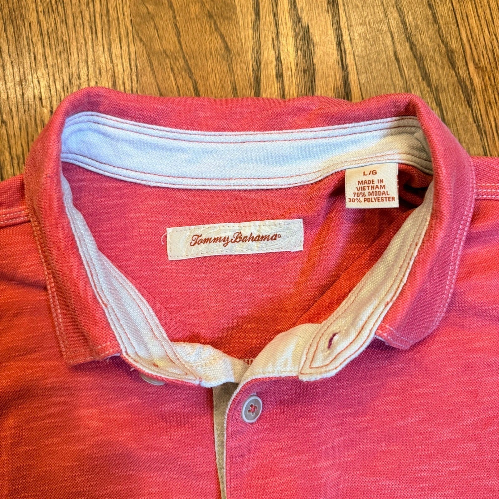 Tommy Bahama Emfielder Polo Shirt Short Sleeve Coral Pink Large TB214081R