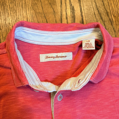 Tommy Bahama Emfielder Polo Shirt Short Sleeve Coral Pink Large TB214081R