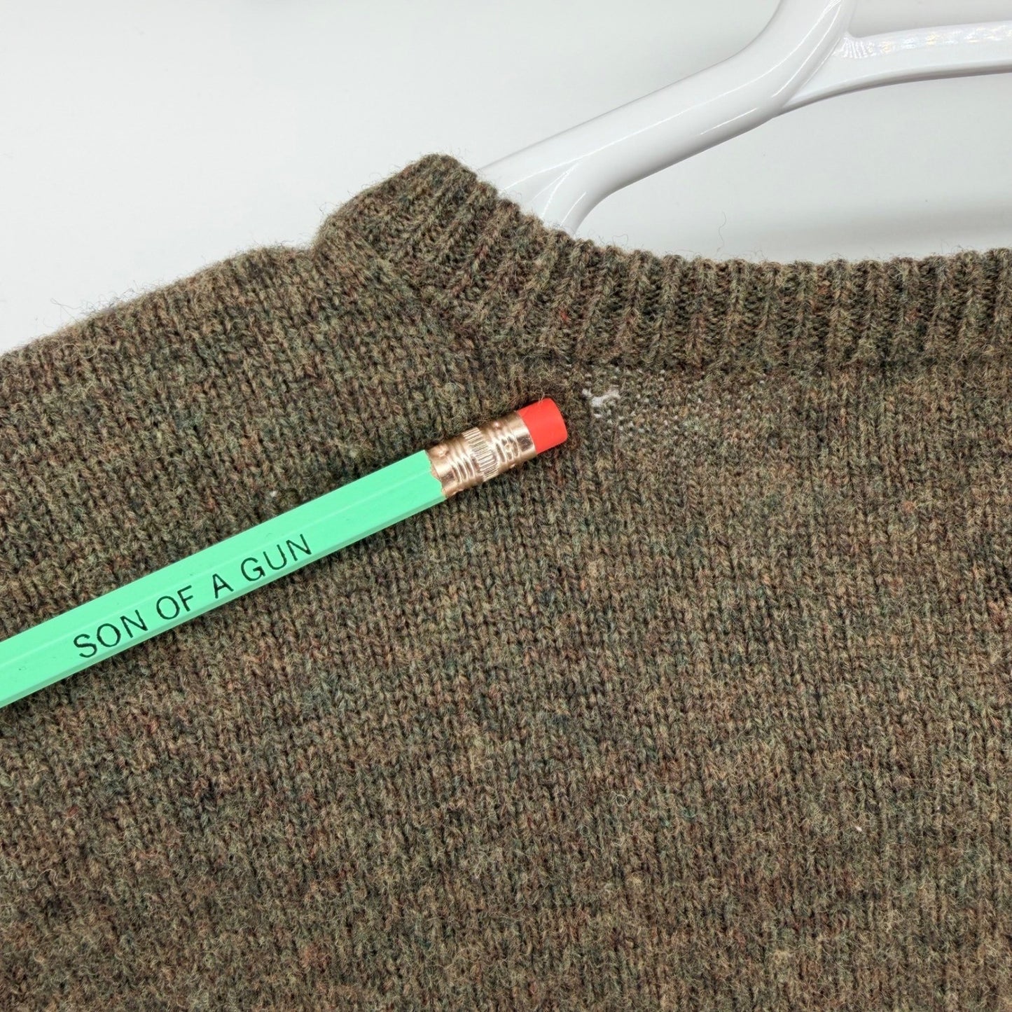 Polo Ralph Lauren Lambswool V-Neck Sweater Orange Pony Logo XL Brown Olive