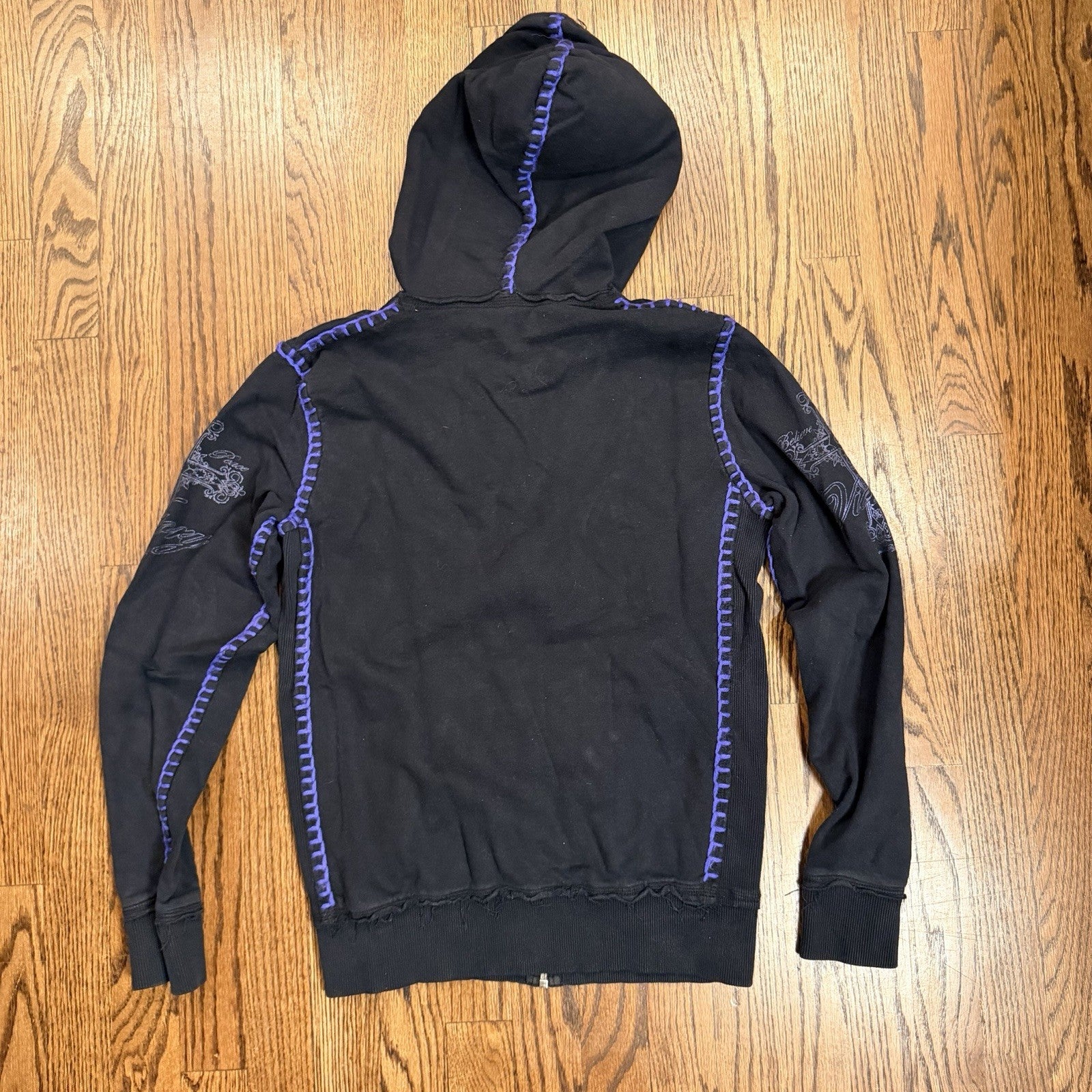 Cowgirl Tuff Victory Full Zip Up Hoodie Jacket Black Size Medium Western 2000s