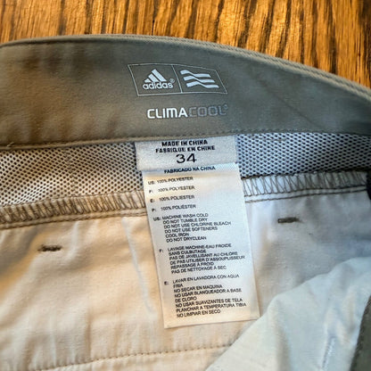 Adidas ClimaCool Golf Shorts Performance Khaki Tan 34 Mens Lightweight Preppy