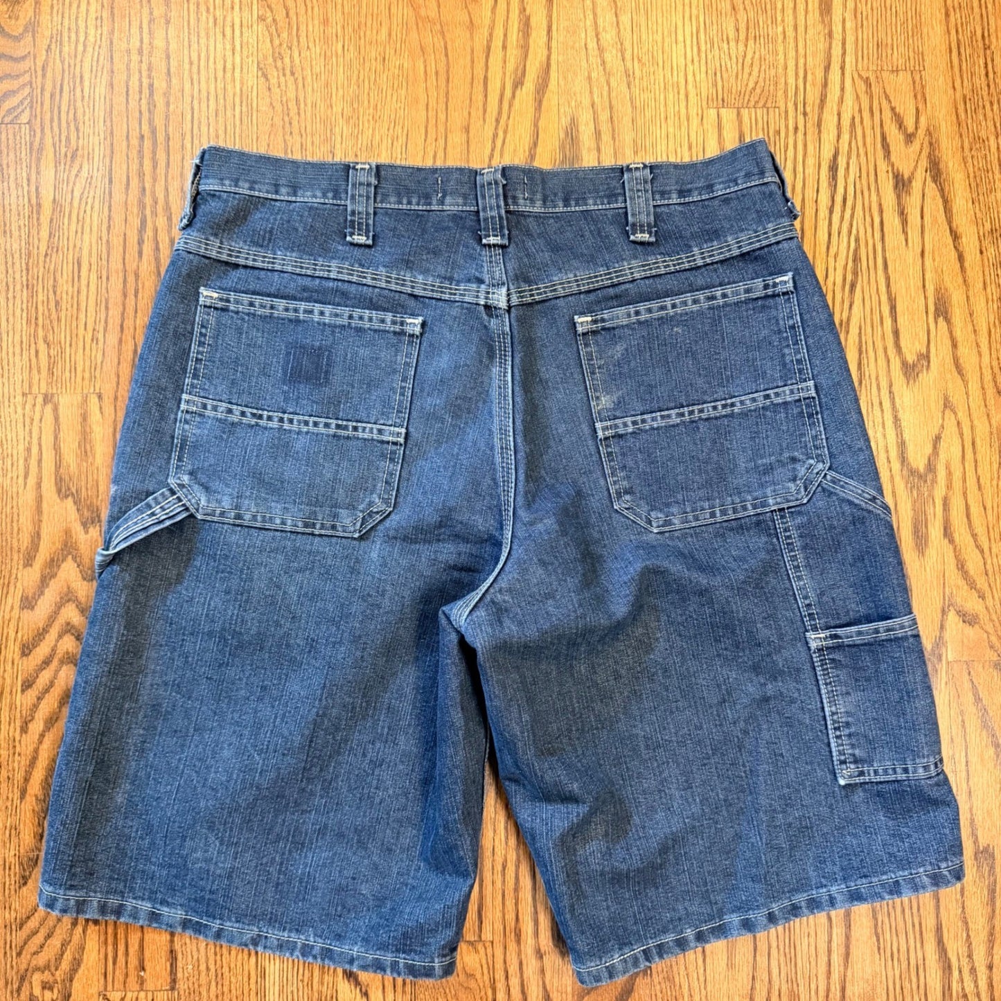 Lee Dungarees Carpenter Denim Shorts Utility Hammer Loop 34 Blue Baggy Y2K