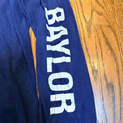 Nike Baylor Basketball Long Sleeve Tee Athletic Cut Size M Navy Blue Graphic