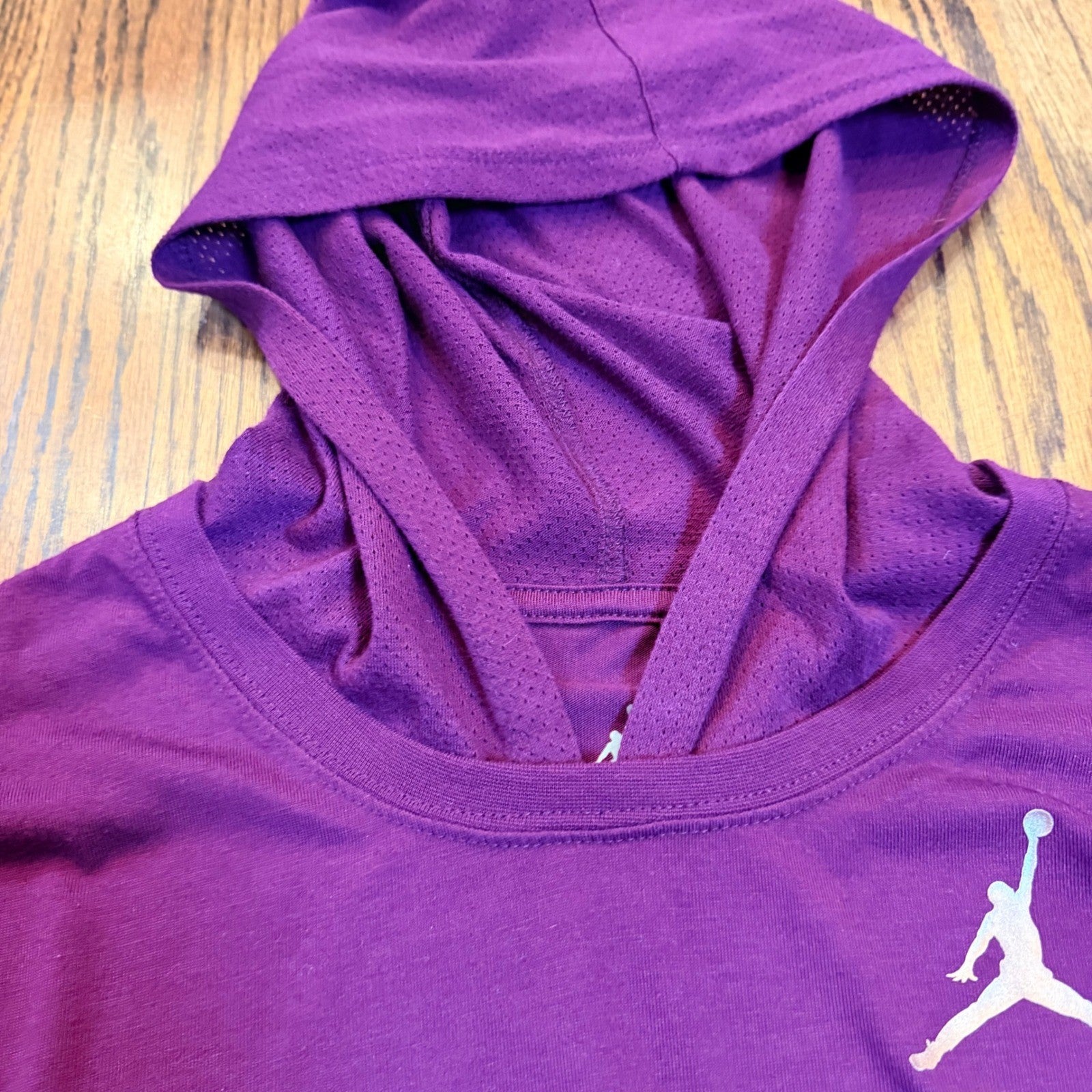 Jordan Jumpman Youth XL Purple Hooded Long Sleeve Performance Tee Shirt