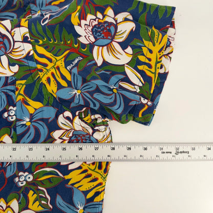 Polo Jeans Co Ralph Lauren Vintage 90s Tropical Floral Rayon Shirt XXL Blue