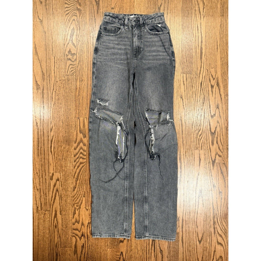 PacSun 90's Boyfriend Distressed High Rise Jeans 23 Washed Black Grey