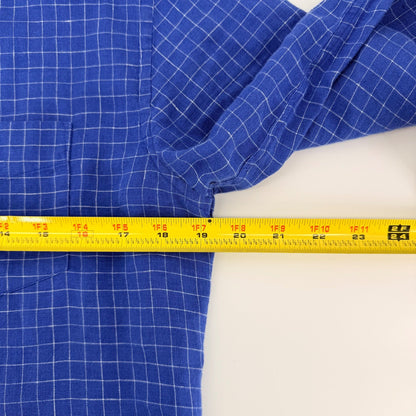 UNTUCKit Piave WR Linen Shirt Windowpane Slim Fit Small Blue Lightweight Casual