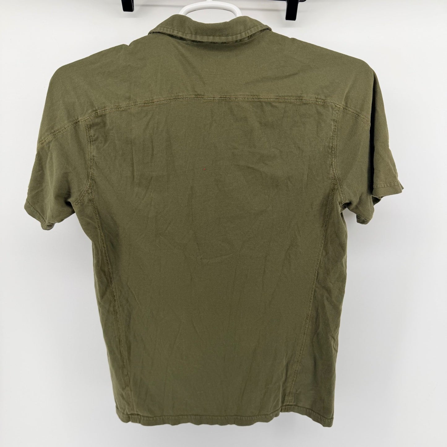 KUHL Wildfibre Polo Shirt Mens Medium Olive Green Organic Cotton Hiking 7242