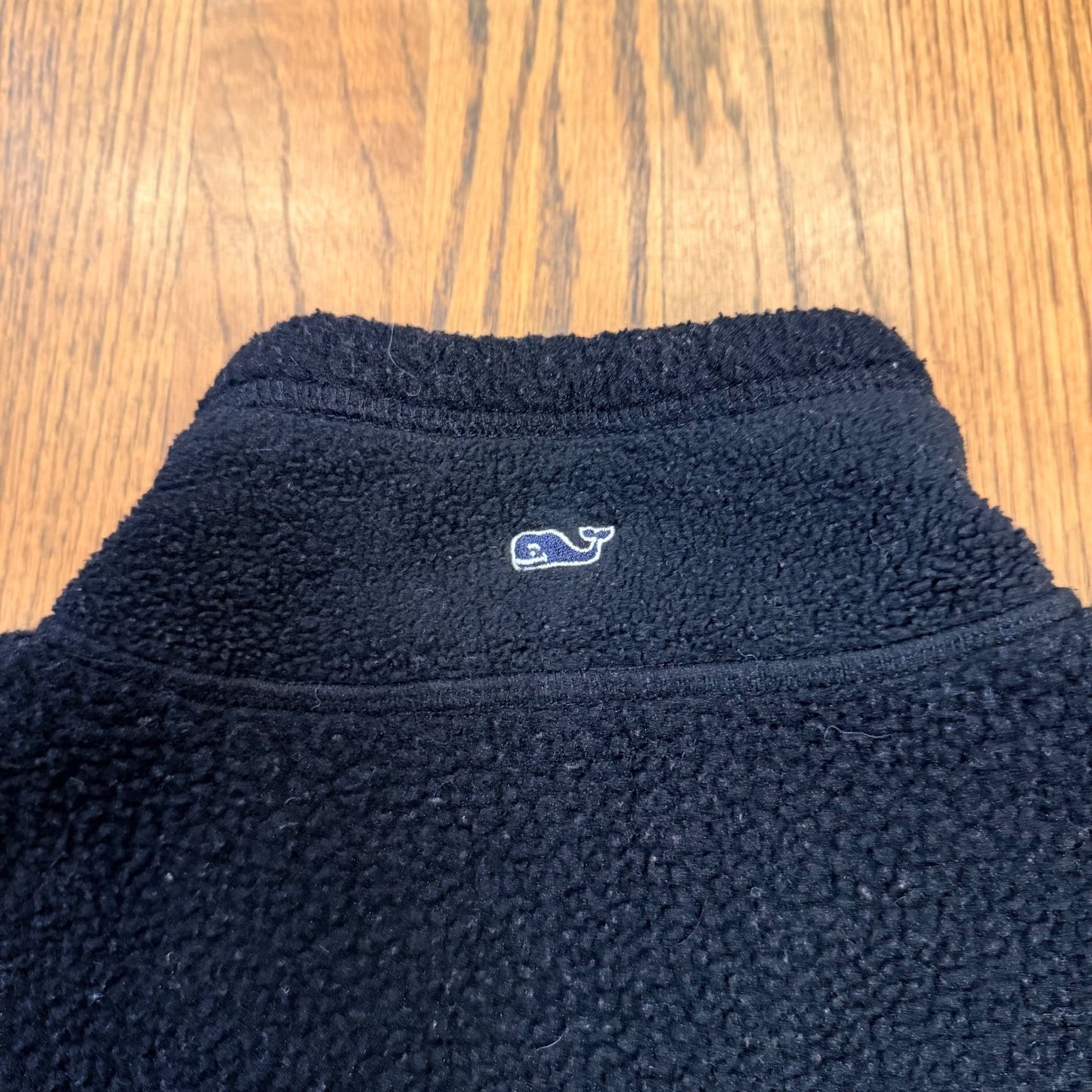 Vineyard Vines Sherpa Fleece Full Zip Vest S Black Layering Preppy Women