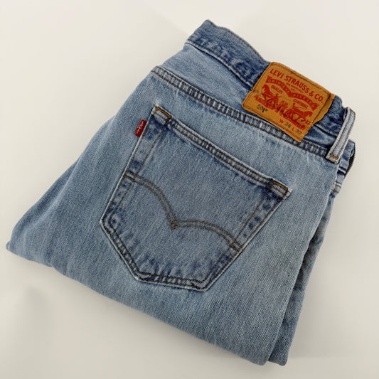 Levis 501 Original Fit Straight Leg Button Fly Jeans 36x31 Light Wash Blue