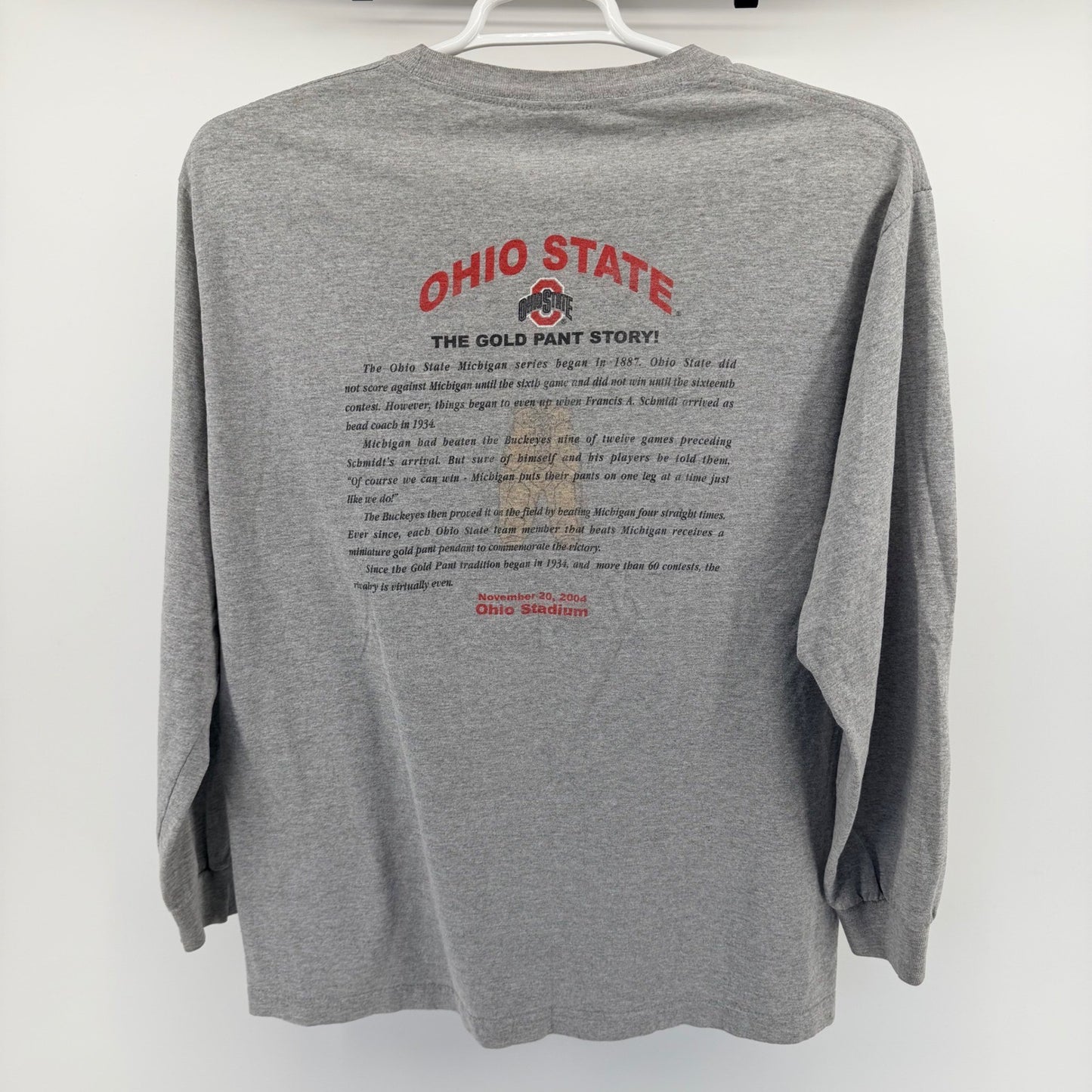 Alstyle Ohio State Buckeyes 2004 Michigan Victory Long Sleeve Shirt L Gray