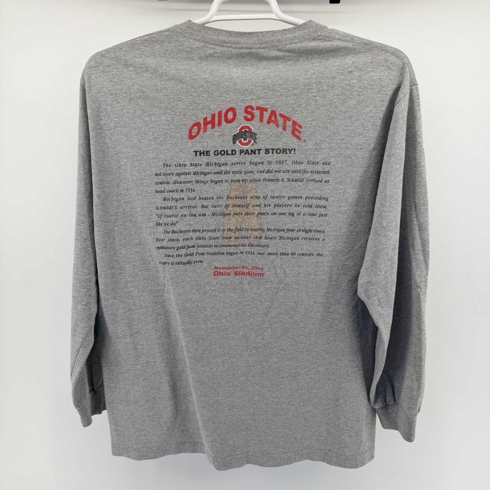 Alstyle Ohio State Buckeyes 2004 Michigan Victory Long Sleeve Shirt L Gray