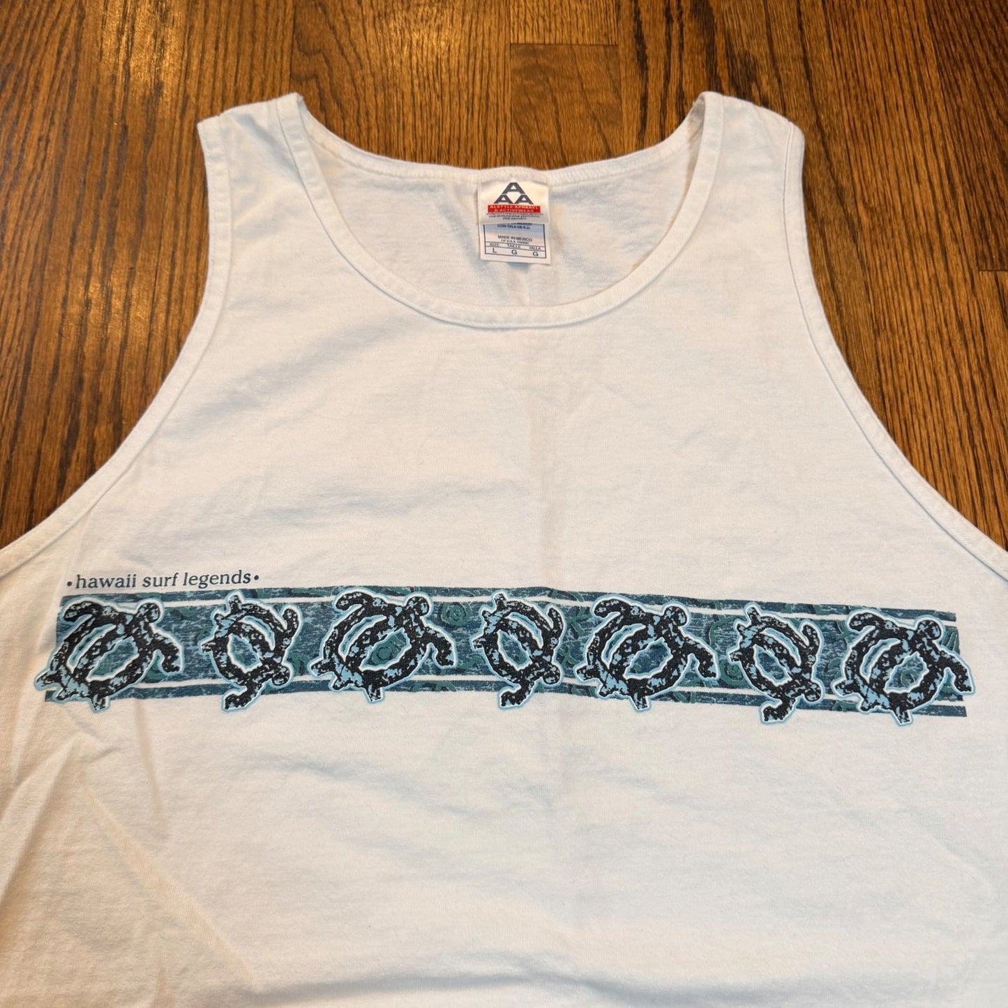 Alstyle Hawaii Surf Legends Tank Top Sea Turtle Graphic Size L White