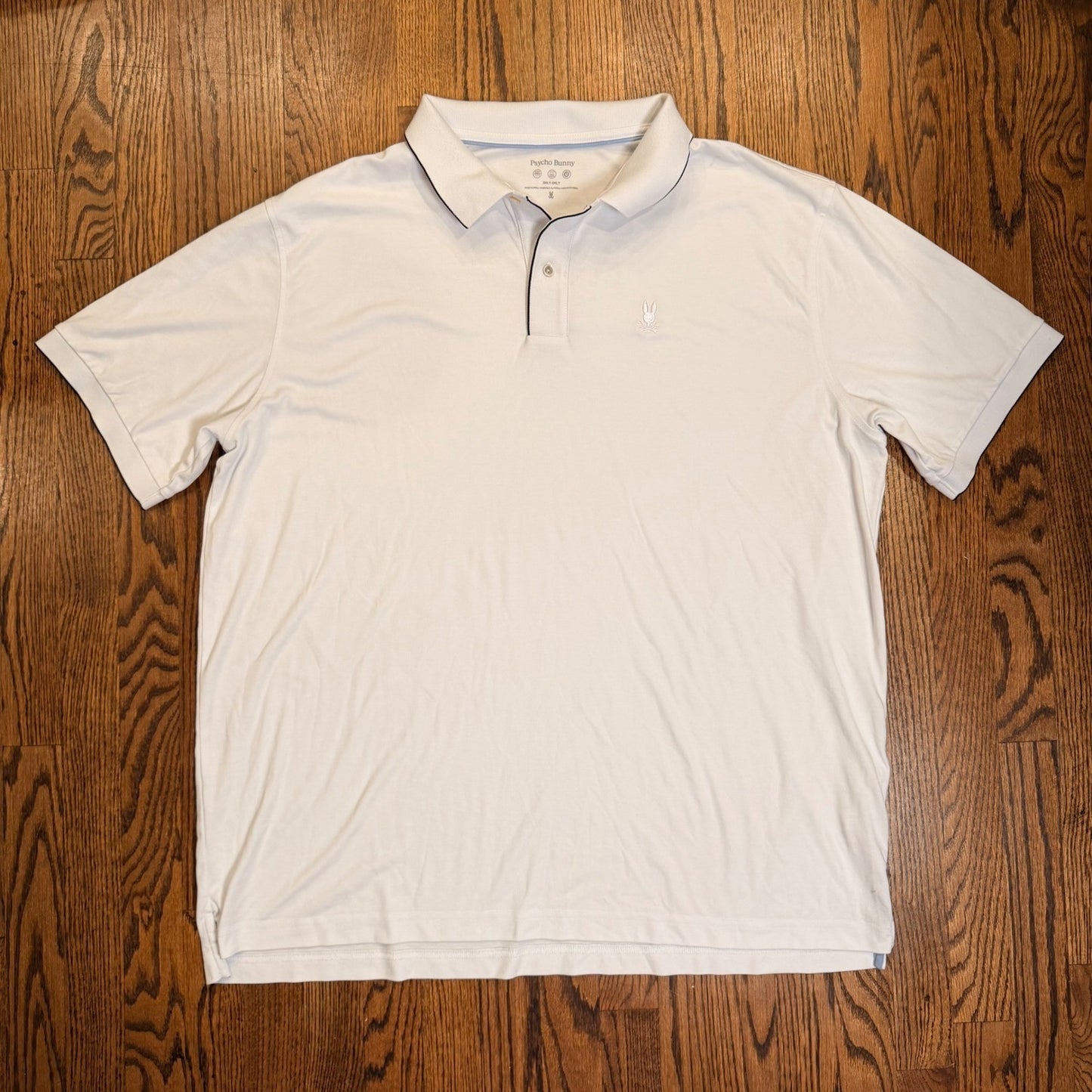 Psycho Bunny B9K486F200 Pima Cotton Blend Polo Shirt 3XLT White Navy Tipping