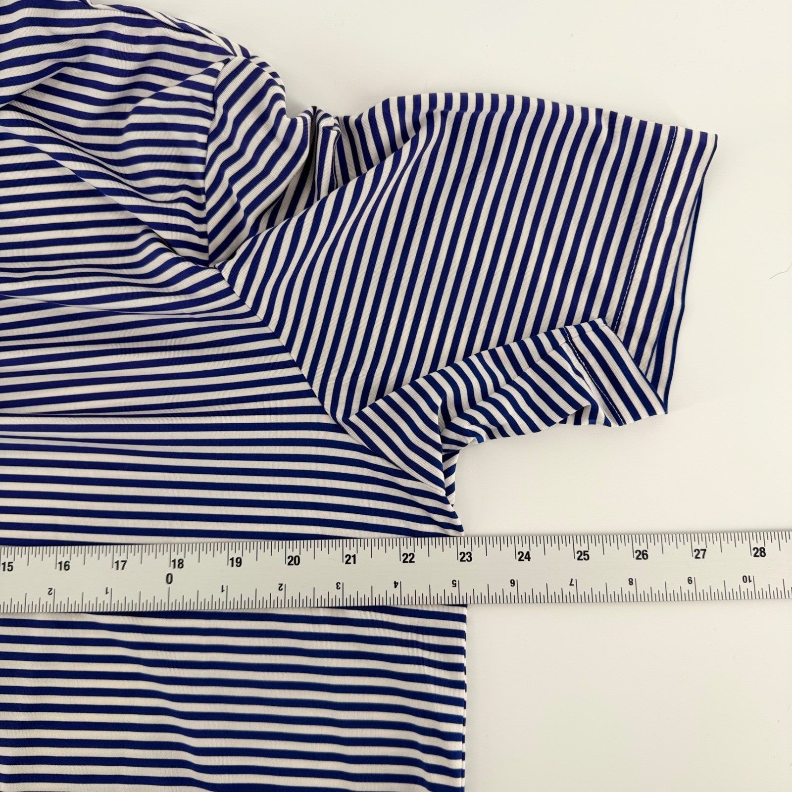 RLX Ralph Lauren Striped Performance Golf Polo Shirt Blue White Mens Large