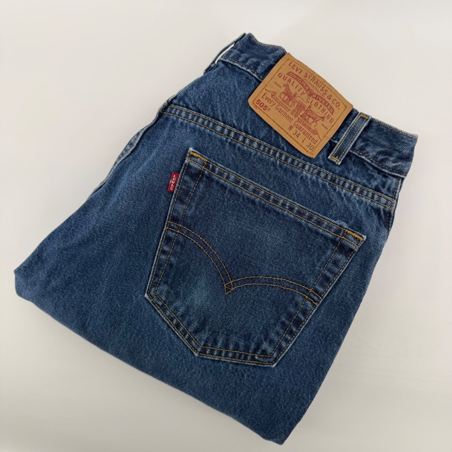 Levi's 505 Regular Fit Straight Leg Vintage 2000 Denim Jeans 34x30 Blue