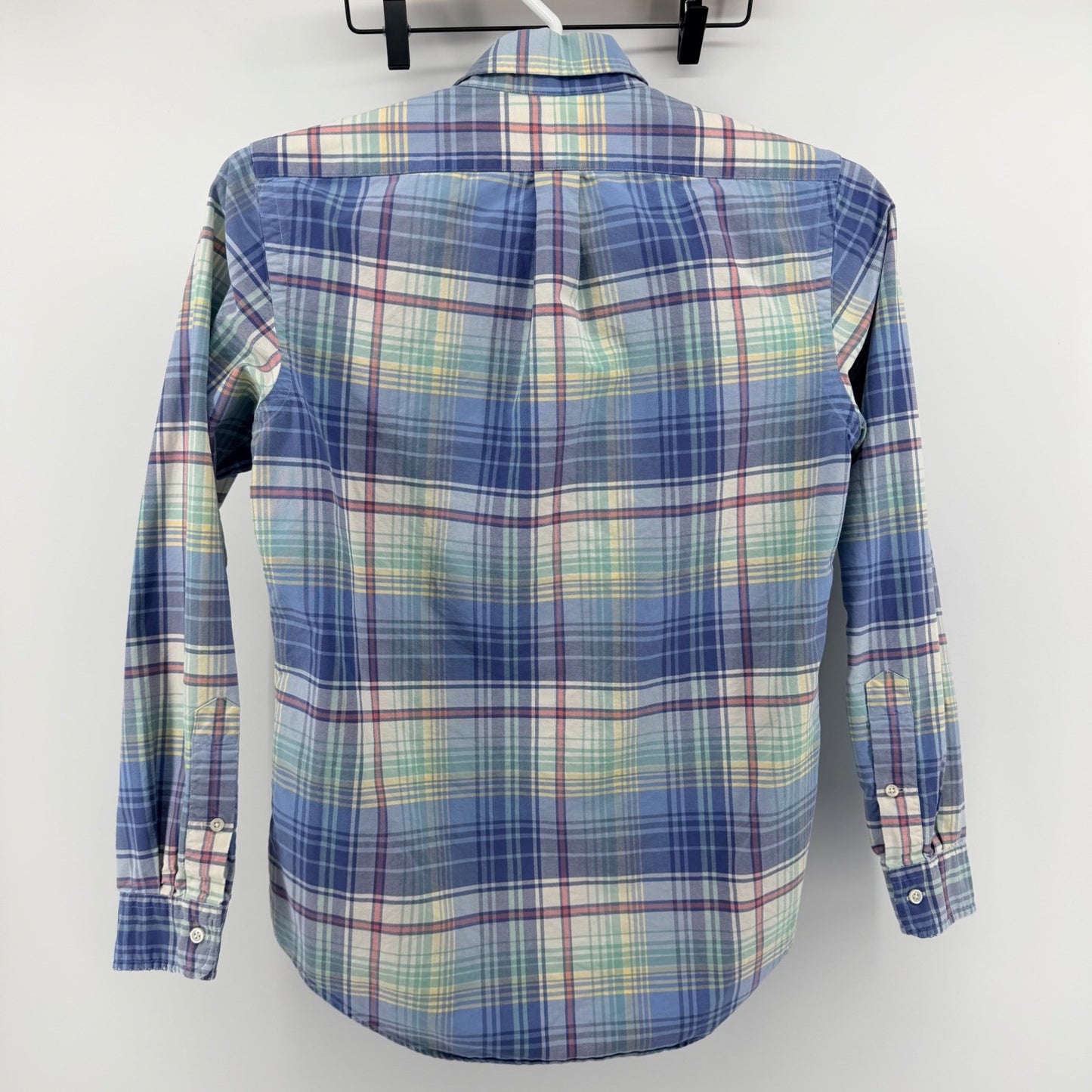 Ralph Lauren Plaid Button Down Shirt Long Sleeve Pony Logo Small Blue Green Prep