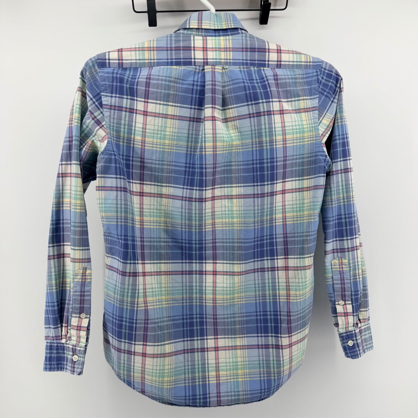 Ralph Lauren Plaid Button Down Shirt Long Sleeve Pony Logo Small Blue Green Prep