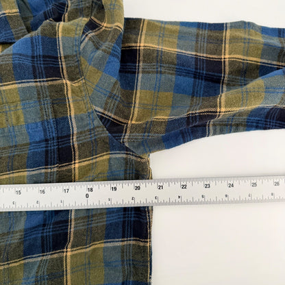 Lee Regular Fit Flannel Shirt Plaid Long Sleeve Workwear Casual Med Blue Olive