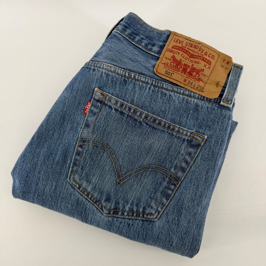 Levi's 501 Original Fit Straight Leg Jeans Button Fly 34x29 Medium Wash Blue