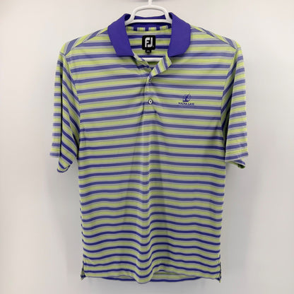 FootJoy Mauna Lani Striped Golf Polo Performance Shirt Small Green Purple Preppy