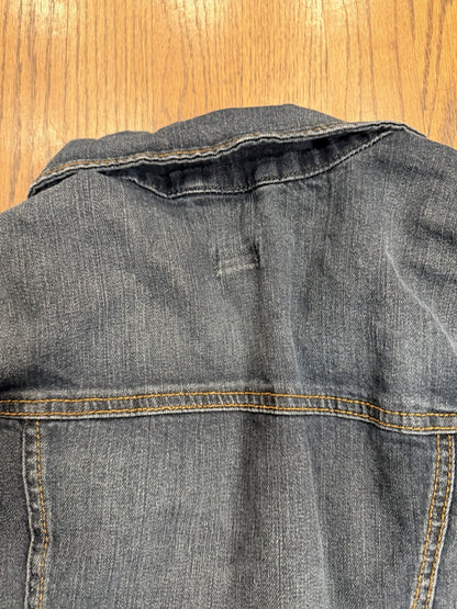 Mossimo Cropped Denim Jean Jacket Long Sleeve Button Down Youth Size L (adult S)