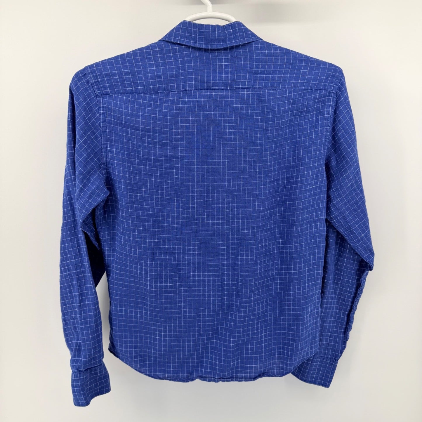 UNTUCKit Piave WR Linen Shirt Windowpane Slim Fit Small Blue Lightweight Casual