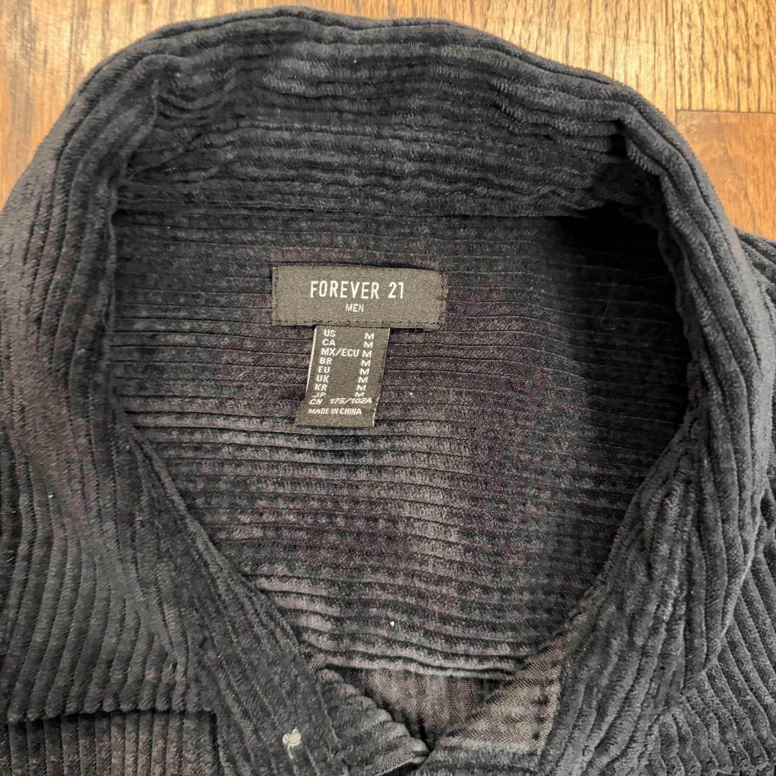 Forever 21 Casual Button Up Corduroy Shirt Black Size M men's