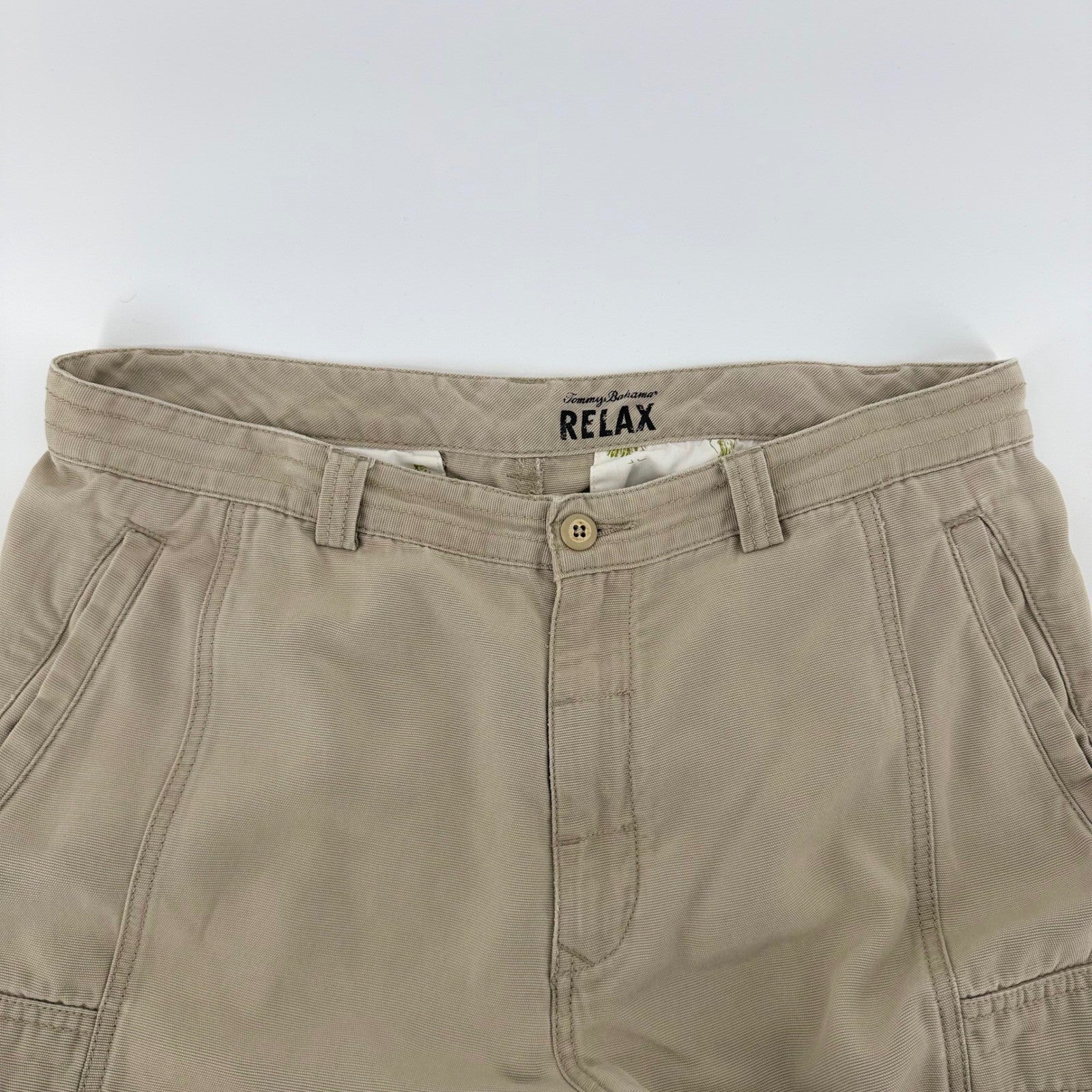 Tommy Bahama Relax Cargo Shorts Tencel Cotton Utility Khaki Tan 35 Mens