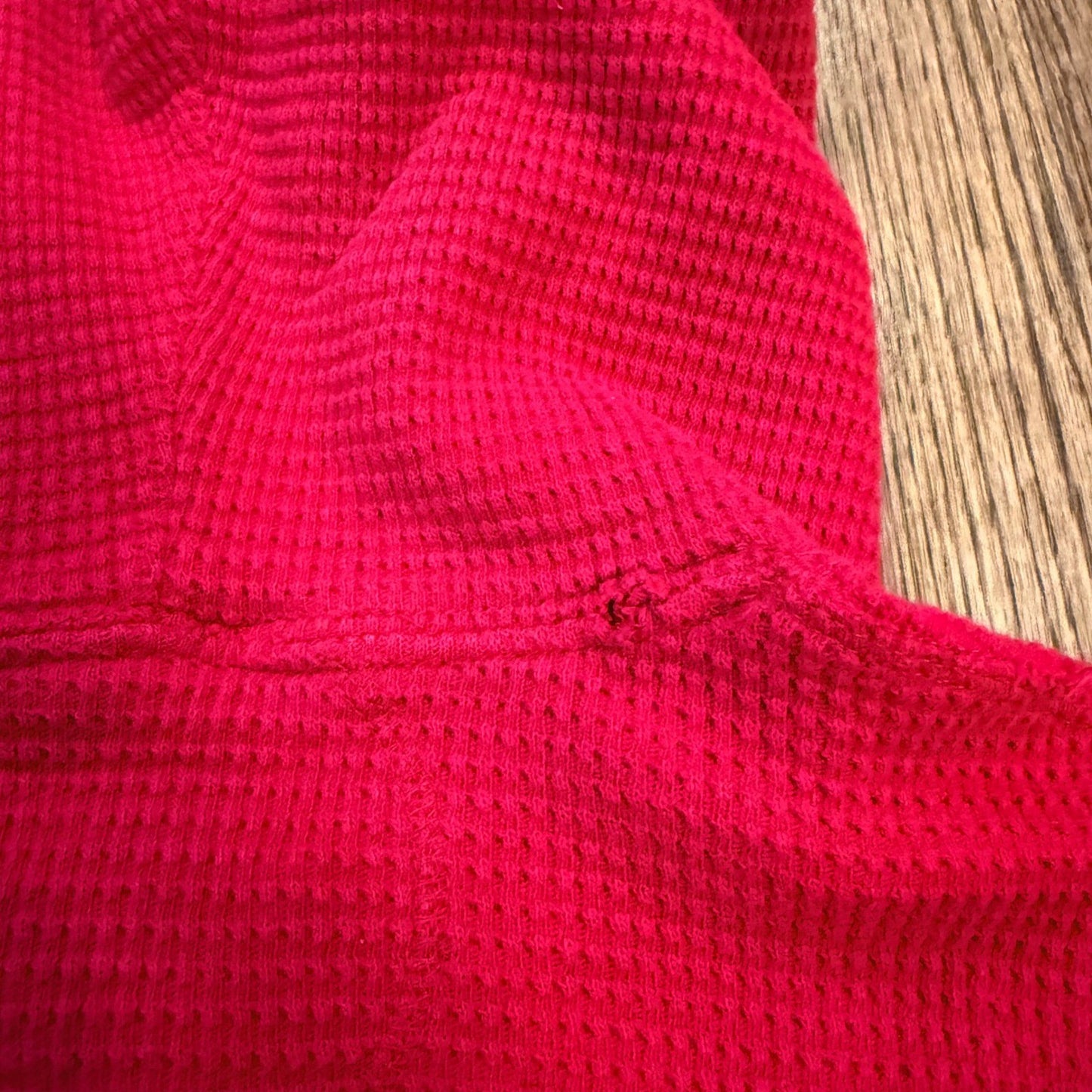 Polo Ralph Lauren Waffle Knit Thermal Henley Hoodie Red Kids Size L Preppy