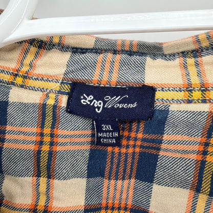 LRG Lng Wovens Plaid Button Down Shirt Long Sleeve Streetwear 3XL Blue Orange