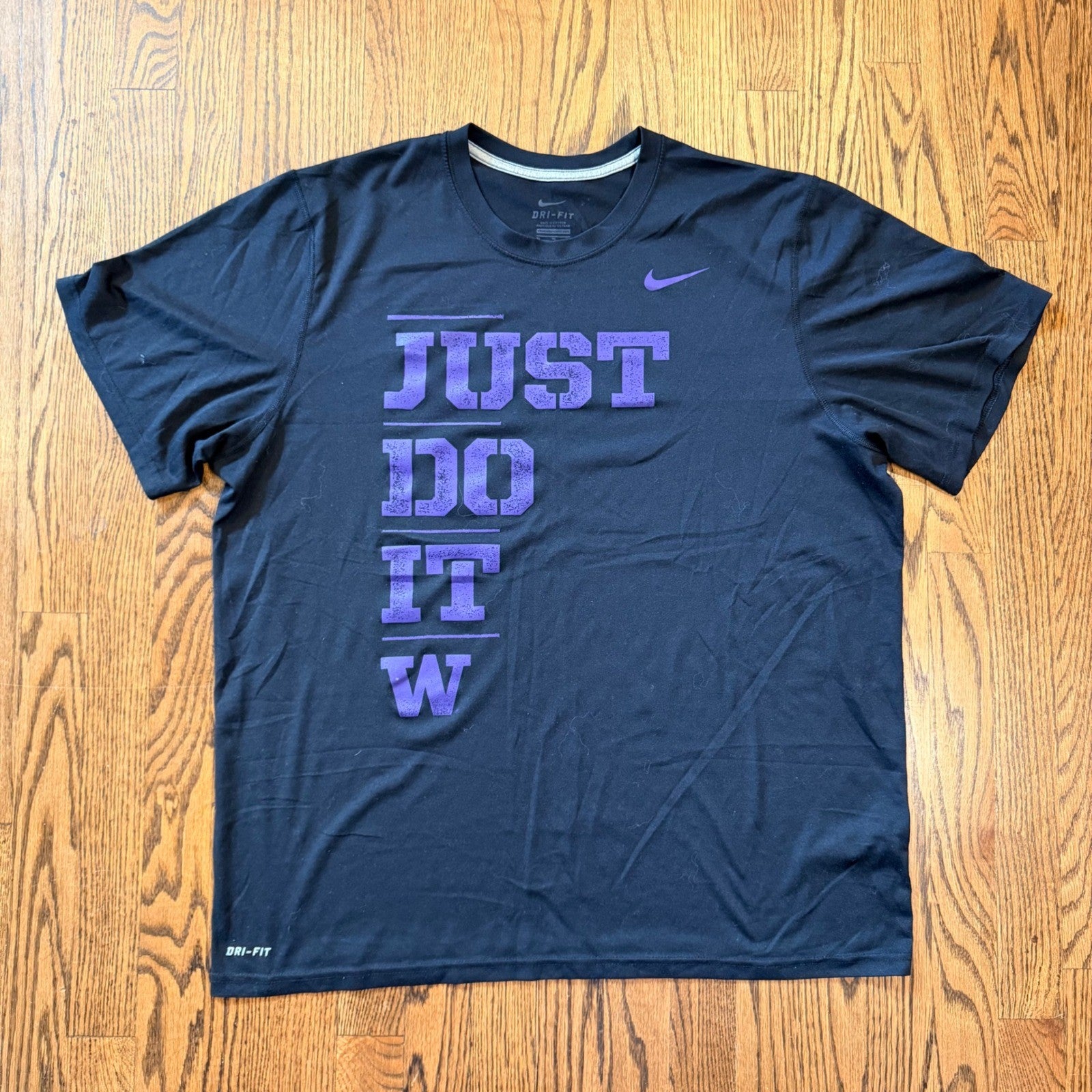 Nike Dri-FIT Just Do It Graphic T-Shirt XL Black Purple Mens Training Tee